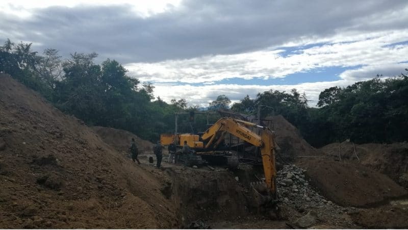 Golpe a la minería ilegal: tres entables fueron intervenidos en Mercaderes, Cauca