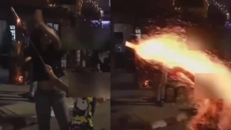 Indignación en Cali por menor que es impulsado por adultos a sostener un volador