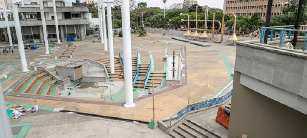 Obras de restauración en la plazoleta Jairo Varela presentan un avance del 85%