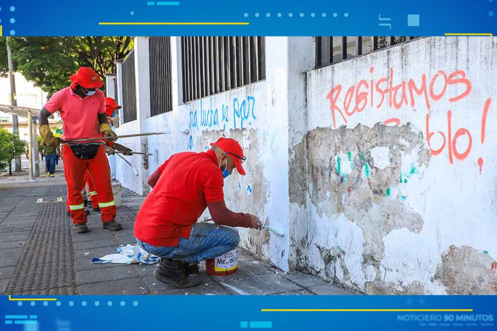 Alcaldía ejecuta arreglos a fachadas de la calle 5 por daños durante el Paro