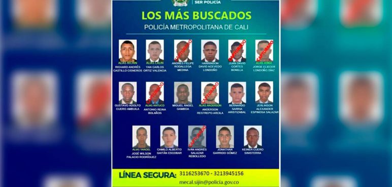 La Policía capturó a seis de los 17 hombres más buscados en Cali