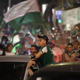 Las calles se tiñeron de verde luego del triunfo del Cali
