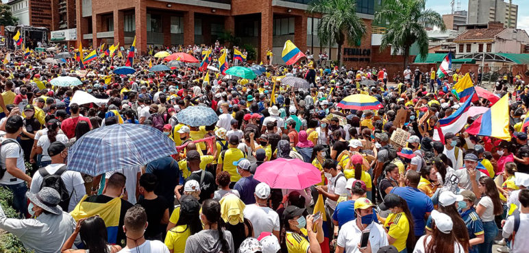 Jornada de manifestación avanza pacíficamente en Cali