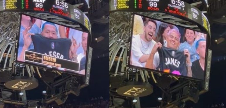 James Rodríguez y Blessd fueron captados en las semifinales de la NBA