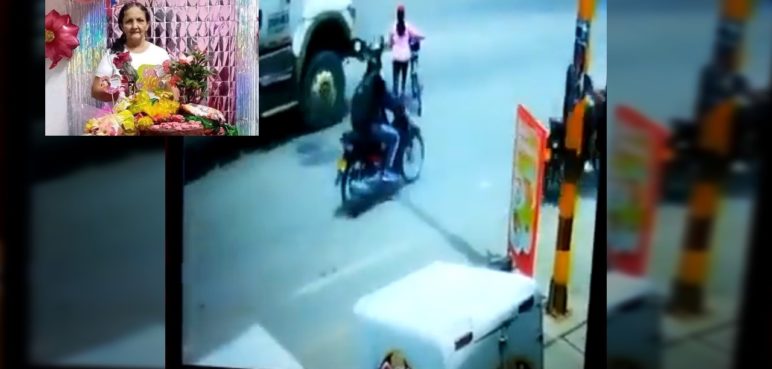 Revelan estremecedor video en el que una ciclista fue arrollada por una volqueta
