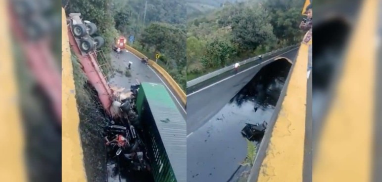 Aparatoso accidente a la altura del túnel de La Línea provocó el cierre de la vía