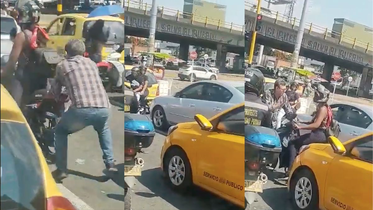 Imprudencia en la vía: Taxista retiene a motociclista después de dañar su vehículo