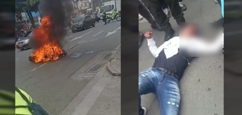 ¿Justicia por mano propia? queman moto de presunto ladrón en el sur de Cali