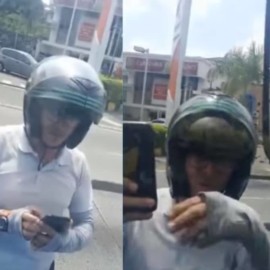 No paran las imprudencias: motociclista invadió carril del MÍO e insultó al conductor