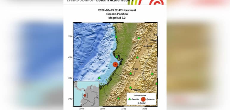 Tembló esta madrugada en el Valle del Cauca con epicentro en Buenaventura