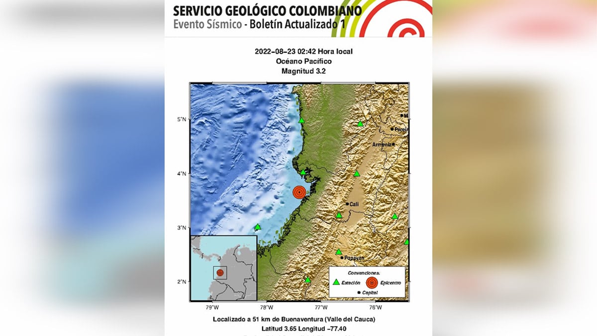 Tembló esta madrugada en el Valle del Cauca con epicentro en Buenaventura