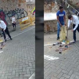 Denuncian que salieron a marchar y les tiraron bolsas con excremento