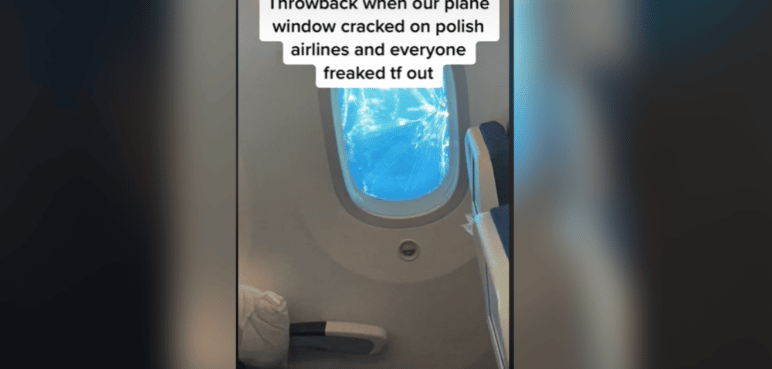 Video: en pleno vuelo el vidrio de la ventana de un avión se quebró