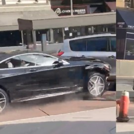 En lujoso Mercedes Benz roban 20.000 dólares, hubo persecución y choque