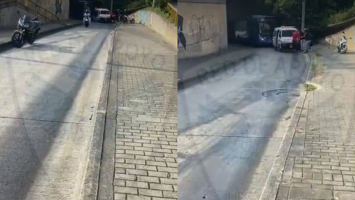 Motociclista que invadió carril del MÍO se cayó por el derrame de aceite en la vía