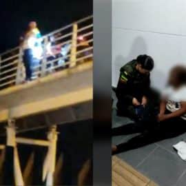 Video: Una mujer intentó lanzarse de un puente peatonal en el norte de Cali