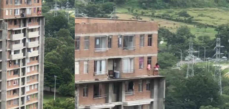 Video: niños arriesgan su vida en un juego en el penúltimo piso de un edificio