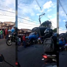Accidente de tránsito en la vía al mar: estarían involucradas dos motos y un camión