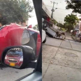 Congestión vehicular en el sur de Cali por aparatoso accidente entre dos vehículos