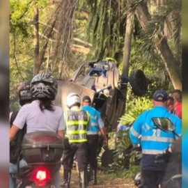 Congestión vehicular por accidente de tránsito en la vía Yumbo