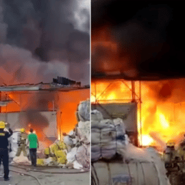 Incendio se registró al interior de una bodega de reciclaje en Yumbo Valle.