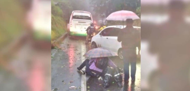 Motociclista resultó herida luego de que le cayera un árbol encima