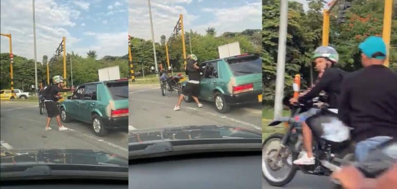 ¡No para la intolerancia! Motociclista agredió a un conductor en Cali