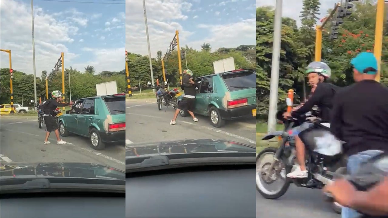 ¡No para la intolerancia! Motociclista agredió a un conductor en Cali