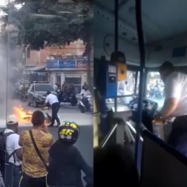 ¡De no creer! A conductor del MÍO le tocaría pagar extintor por apagar incendio
