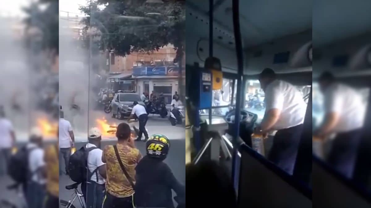 ¡De no creer! A conductor del MÍO le tocaría pagar extintor por apagar incendio