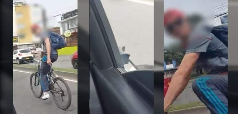 Sigue la intolerancia: Ciclista arremete contra vehículo de aprendizaje