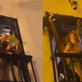 En video: Una mujer hizo 'striptease' desde un balcón en Villa de Leyva