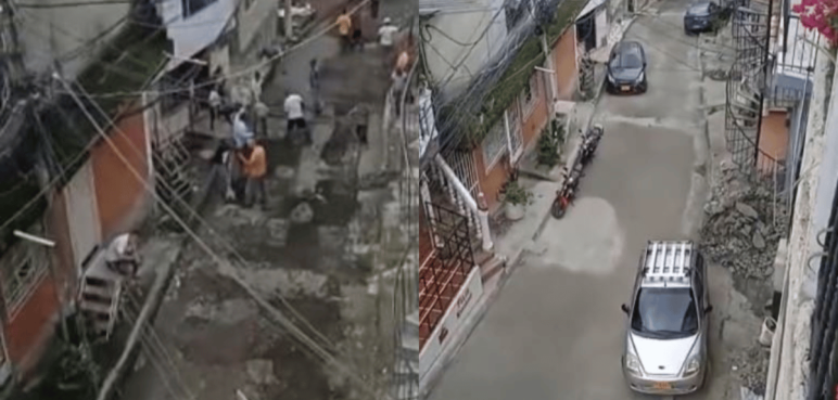 Vecinos del barrio Bajo Aguacatal pavimentaron su propia calle
