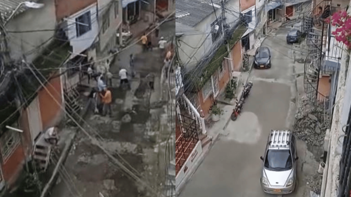Vecinos del barrio Bajo Aguacatal pavimentaron su propia calle