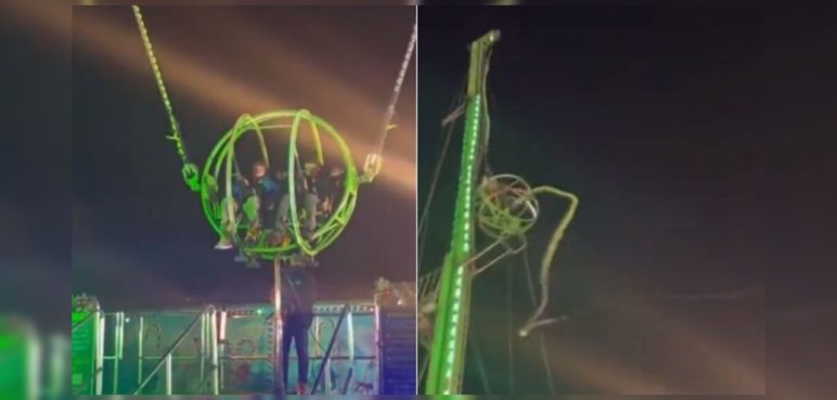 Momentos de pánico vivieron dos hombres en un parque de diversiones