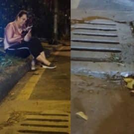 Mujer denuncia que se cayó de su bicicleta por una alcantarilla en mal estado
