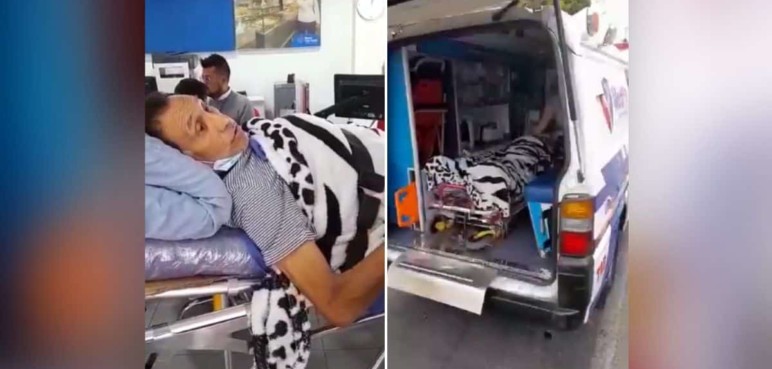 Paciente con cáncer tuvo que ir a reclamar su pensión en camilla