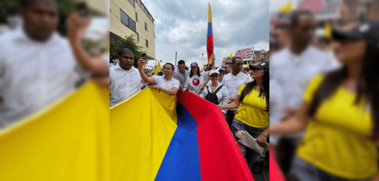 Así avanza la marcha en Cali por opositores del Gobierno Nacional