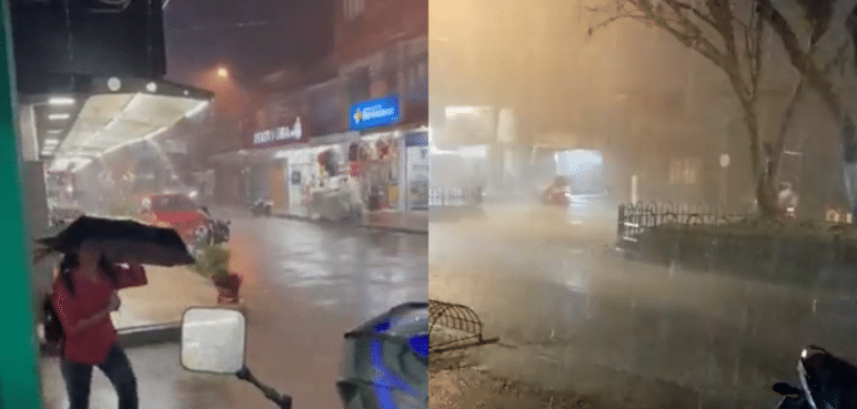 Vías inundadas y gran congestión vehicular tras fuertes lluvias en Cali