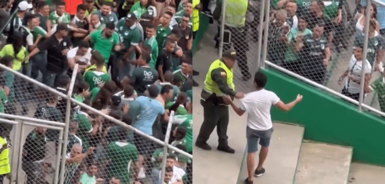 Hinchas del Cali expulsaron a un supuesto aficionado del América durante el clásico