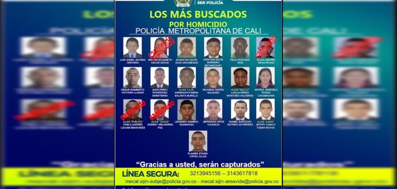 La Policía presentó el cartel de los más buscados por homicidio en Cali