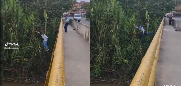 ¡Resultó ser falso! Hombre se lanzó a un río, al parecer, para no ser multado