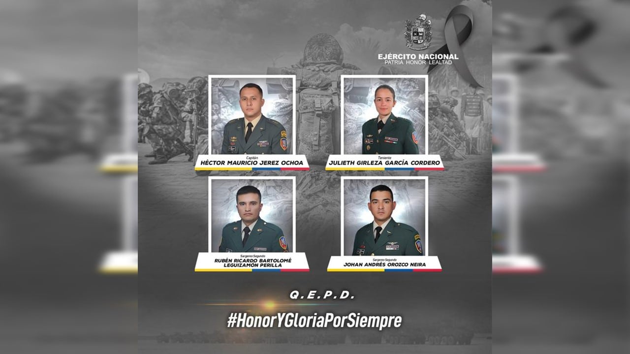 Se conocen nombres de las víctimas de accidente de helicóptero del Ejército