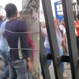 Video: Comunidad golpeó y amarró a un poste de luz a un presunto ladrón