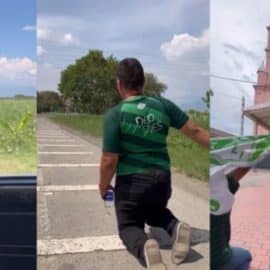 ¿Real? Esto se sabe del supuesto hincha del Deportivo Cali que va arrodillado a Buga