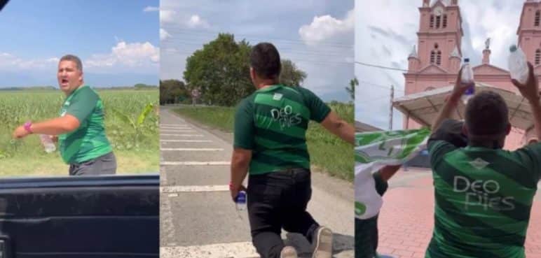 ¿Real? Esto se sabe del supuesto hincha del Deportivo Cali que va arrodillado a Buga
