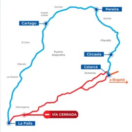 Rutas alternas que puede tomar tras caída del puente sobre el río La Vieja