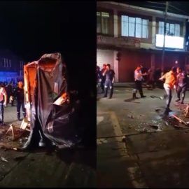 Tres personas heridas dejó choque de camión en la Casa de Cultura de La Cumbre