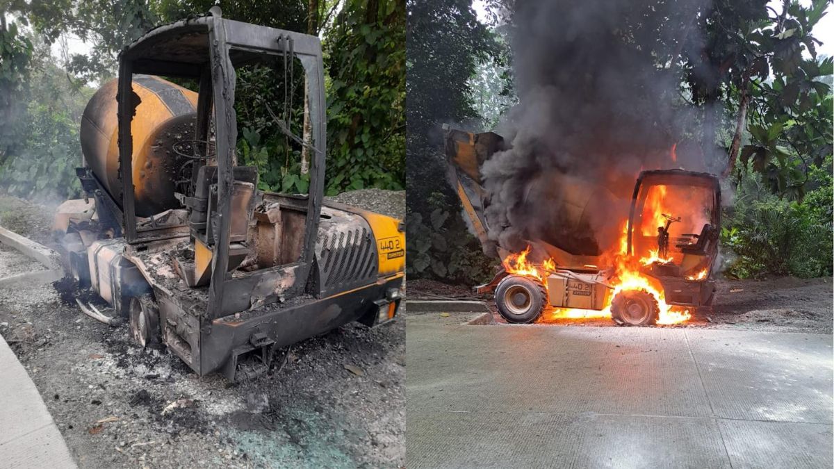 Se suspenden obras en la vía Simón Bolívar por quema de maquinarias