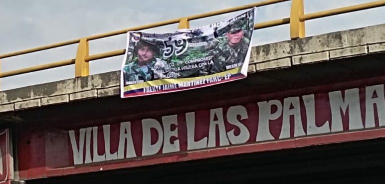 Apareció otra pancarta de las disidencias de las Farc en un puente de Cali